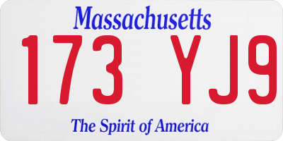 MA license plate 173YJ9