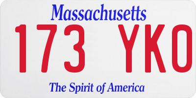 MA license plate 173YK0