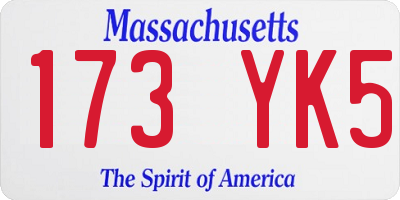 MA license plate 173YK5