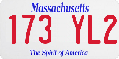 MA license plate 173YL2