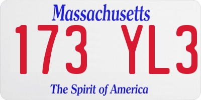 MA license plate 173YL3