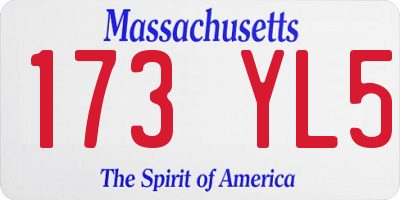 MA license plate 173YL5