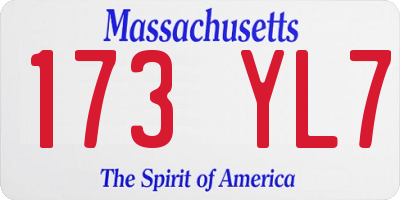 MA license plate 173YL7