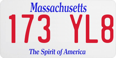 MA license plate 173YL8