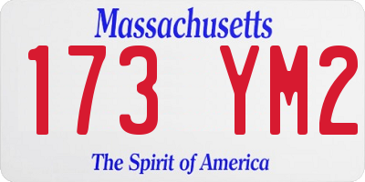 MA license plate 173YM2