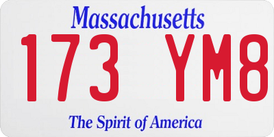 MA license plate 173YM8