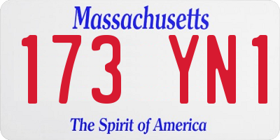 MA license plate 173YN1