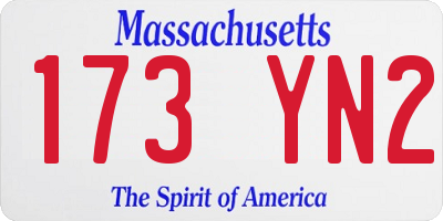 MA license plate 173YN2