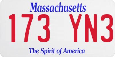 MA license plate 173YN3