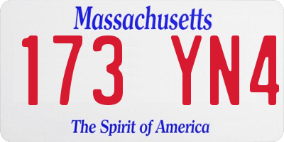 MA license plate 173YN4