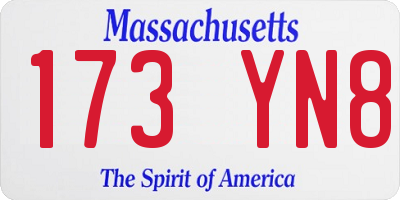 MA license plate 173YN8