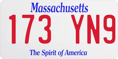 MA license plate 173YN9