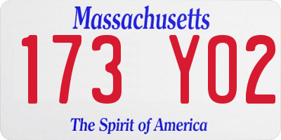 MA license plate 173YO2