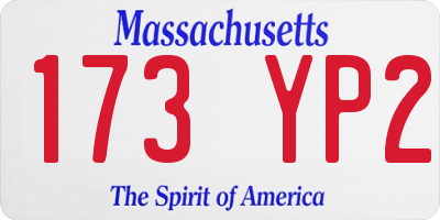 MA license plate 173YP2