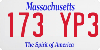 MA license plate 173YP3