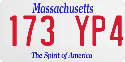 MA license plate 173YP4