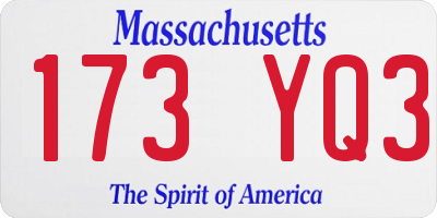 MA license plate 173YQ3