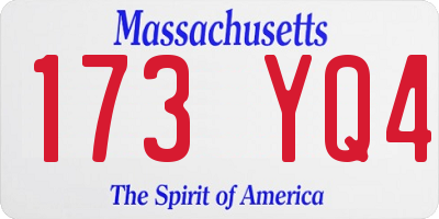 MA license plate 173YQ4