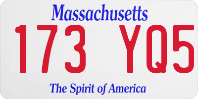 MA license plate 173YQ5