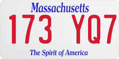 MA license plate 173YQ7
