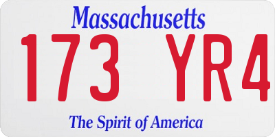 MA license plate 173YR4