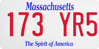 MA license plate 173YR5
