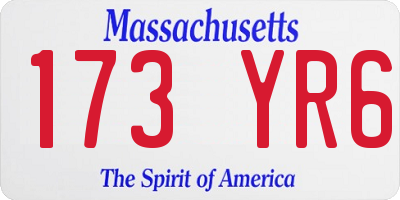 MA license plate 173YR6