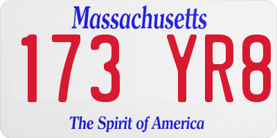 MA license plate 173YR8