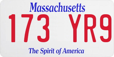 MA license plate 173YR9