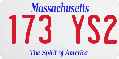 MA license plate 173YS2