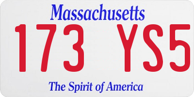 MA license plate 173YS5