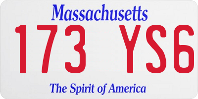 MA license plate 173YS6