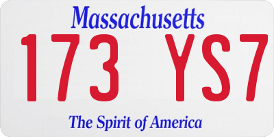 MA license plate 173YS7