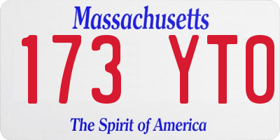 MA license plate 173YT0