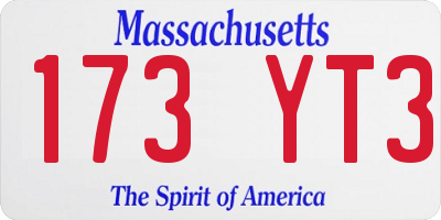 MA license plate 173YT3