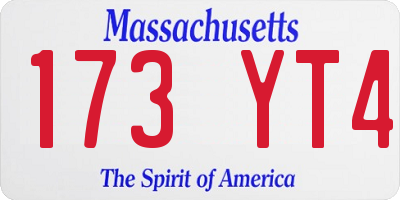 MA license plate 173YT4