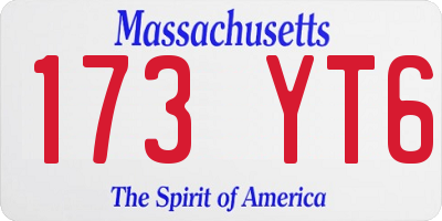 MA license plate 173YT6