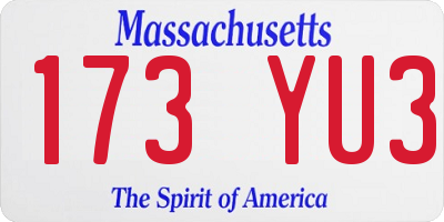 MA license plate 173YU3