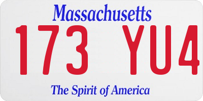 MA license plate 173YU4