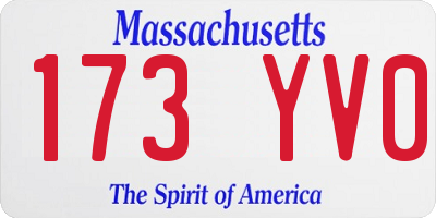 MA license plate 173YV0