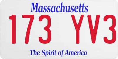 MA license plate 173YV3