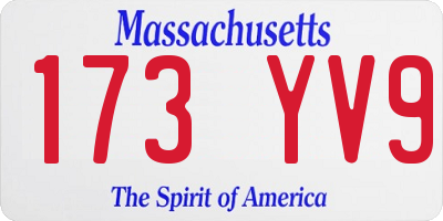 MA license plate 173YV9