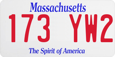 MA license plate 173YW2