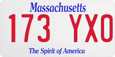 MA license plate 173YX0