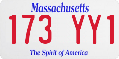 MA license plate 173YY1