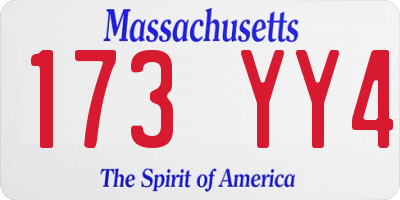 MA license plate 173YY4