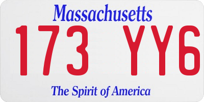 MA license plate 173YY6