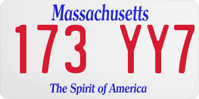 MA license plate 173YY7