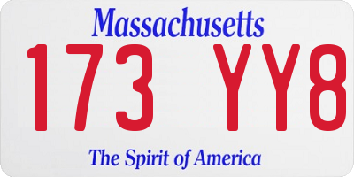 MA license plate 173YY8