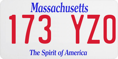 MA license plate 173YZ0